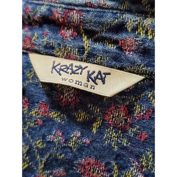 Krazy Kat Upcycled Multicolor Cotton Long Sleeve Buttons Front Casual Jacket 3X - Picture 9 of 11
